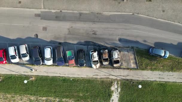 Aerial View Burned Cars Car Parking Terrorist Attack Urban Danger — Wideo stockowe