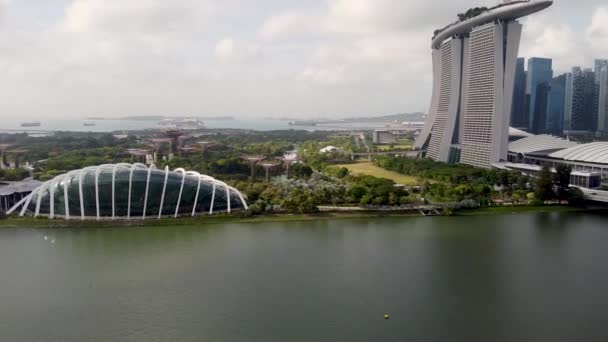 Singapore January 2020 Panoramic Aerial City View Marina Bay Area — Video