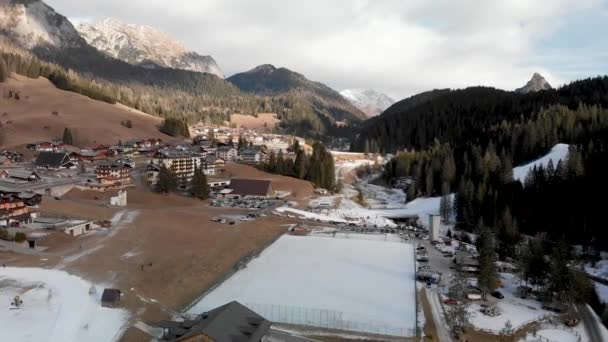 Sappada Aerial View Winter Drone Italian Dolomites — Stockvideo