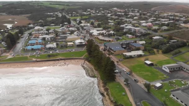 Port Campbell City Aerial View Drone Victoria Australia — Stockvideo