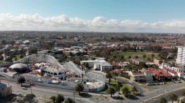 St Kilda city aerial view from drone, Victoria, Australia.