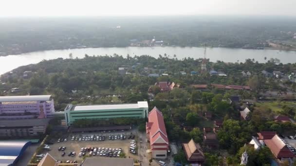 Amphawa Cityscape Aerial View Drone Thailand — Vídeos de Stock