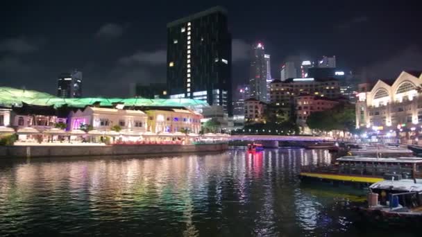 Clarke Quay Por Noche Singapur — Vídeo de stock