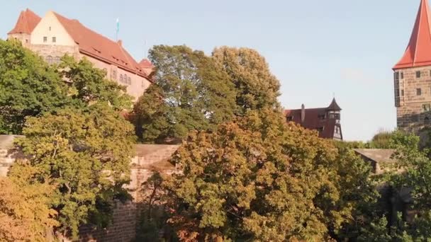 Panoramiczny Widok Lotu Ptaka Średniowieczne Niemieckie Miasto Nurnberg — Wideo stockowe