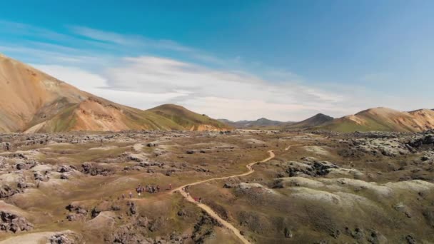 Slavná Islandská Krajina Vysočině Landmannalaugar Oblast Island Zelená Lávová Pole — Stock video