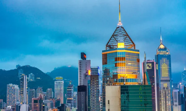 Hong Kong Mai 2014 Les Gratte Ciel Ville Nuit — Photo