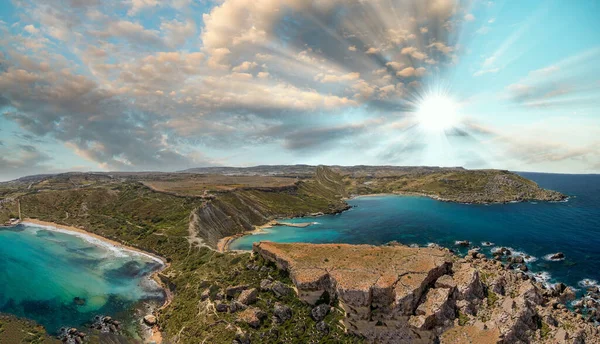 Vista Aérea Paradise Bay Partir Drone Malta — Fotografia de Stock