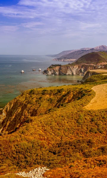 Kaunis Rantaviivaa Tie Big Sur Kalifornia Usa Antenni Näkymä Cabrillo — kuvapankkivalokuva