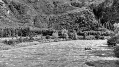 Yaz mevsiminde Colorado Nehri ve Kanyonu 'nun havadan görünüşü.