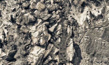 La Digue, Seyşeller Adası. İnsansız hava aracından inanılmaz bir kumsal ve okyanus manzarası..