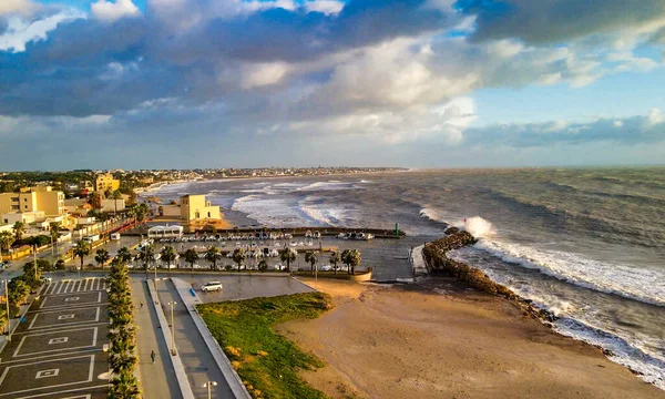 Vue Aérienne Mazara Del Vallo Belle Côte Sicile Coucher Soleil — Photo