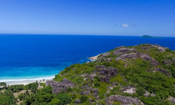 Panoramautsikt Över Seychellerna Island Solig Dag Från Drönare — Stockfoto