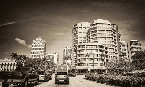 West Palm Beach Απριλιου 2018 Κυκλοφορία Αυτοκινήτων Κατά Μήκος Μιας — Φωτογραφία Αρχείου