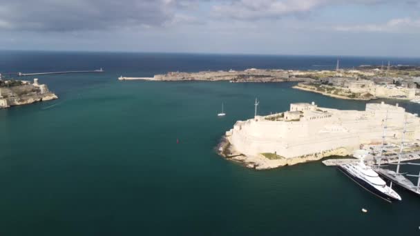 Flygfoto Över Senglea Antika Stadsbilden Malta — Stockvideo