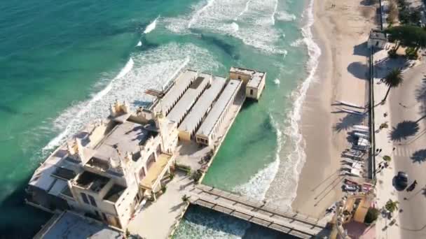 Uitzicht Vanuit Lucht Kust Het Strand Van Mondello Palermo Italië — Stockvideo