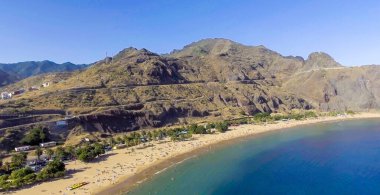 Las Teresitas Beach Tenerife Adası, İspanya havadan görünümü.