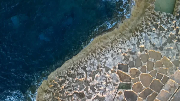 Aerial View Salt Pans Gozo Xwejni Bay Sunset — Stock Photo, Image