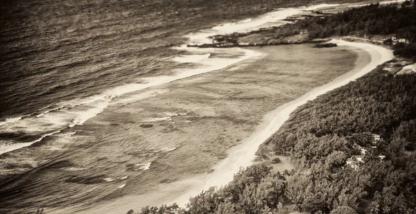 Vue Aérienne Littoral Île Maurice Depuis Avion Atterrissage — Photo