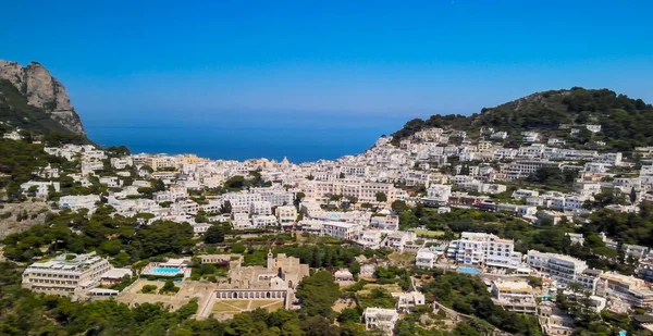 Amazing Aerial View Capri Island Coastline Italy Drone Viewpoint — Stock Photo, Image