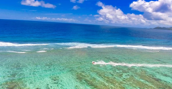 Αεροφωτογραφία Του Anse Source Argent Beach Στο Digue Σεϋχέλλες Νησιά — Φωτογραφία Αρχείου