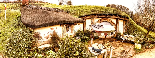 Hobbiton Nova Zelândia Vista Aérea Panorâmica Vila Hobbiton Lugar Onde — Fotografia de Stock