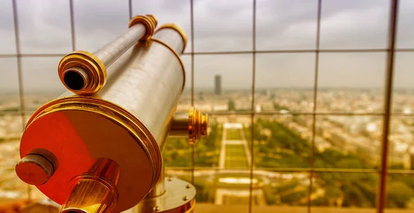 Zooming Paris Aerial View Top Eiffel Tower — Stock Photo, Image