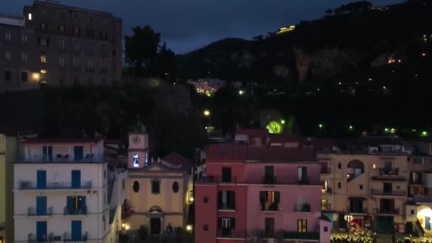 Sorrento Homes Beach Night Aerial View Amalfi Coast — Stock Video