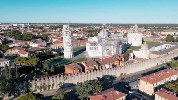 Amazing Panoramic Aerial View Pisa Main Landmarks Tuscany Field Miracles — Stock video