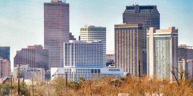 New Orleans silüeti, güneşli bir günde arka manzara, Louisiana