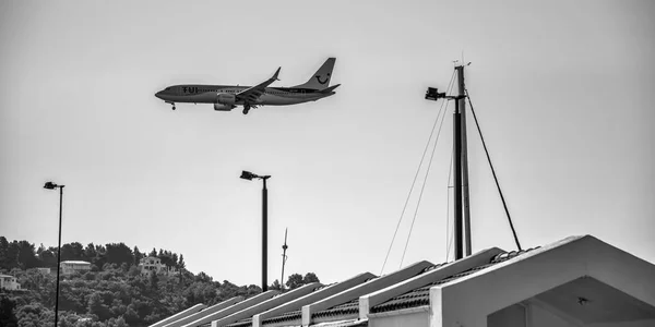 Skiathos Greece July 2022 Tui Company Aircraft Landing Skiathos Airport — Photo