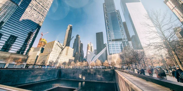 York City December 2018 World Trade Center Komplexum Naplementekor Külső — Stock Fotó
