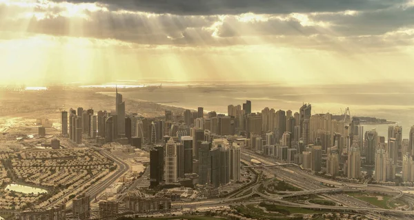 Dubai Sae Prosince 2016 Letecký Pohled Panorama Města Dubaj Přitahuje — Stock fotografie