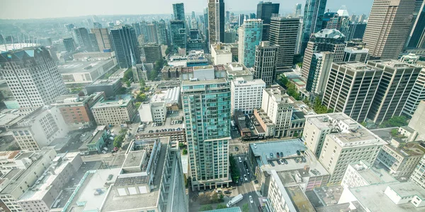 Vancouver Kanada Augusti 2017 Flyg Vidvinkel Utsikt Över Centrum Vancouver — Stockfoto