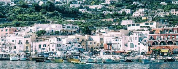Panoramic View Capri Island Restaurants Shops Port Promenade Italy — 스톡 사진