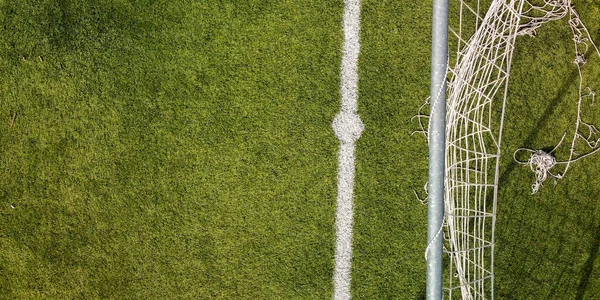 Ποδόσφαιρο Πεδίο Στην Ύπαιθρο Εναέρια Άποψη Από Drone — Φωτογραφία Αρχείου