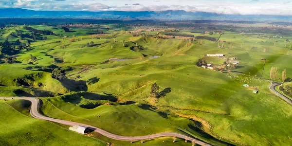 Вид Воздуха Красочную Новозеландскую Страну Весенний Сезон — стоковое фото