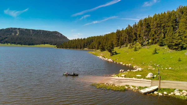 공중에서 Tensleep Reservoir Lake Wyoming Summer Season — 스톡 사진