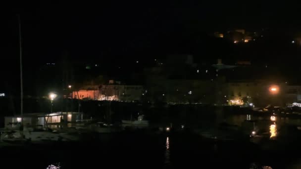 Port Procida Łodzie Nocą Włochy — Wideo stockowe
