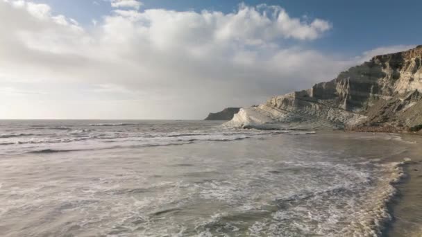 Aerial Drone Viewpoint Stair Turks Scala Dei Turchi Rocky Cliff — 图库视频影像