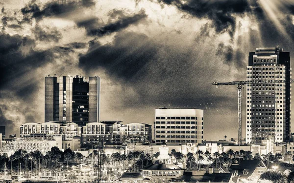 San Diego Soumraku Pohled Městského Přístavu — Stock fotografie