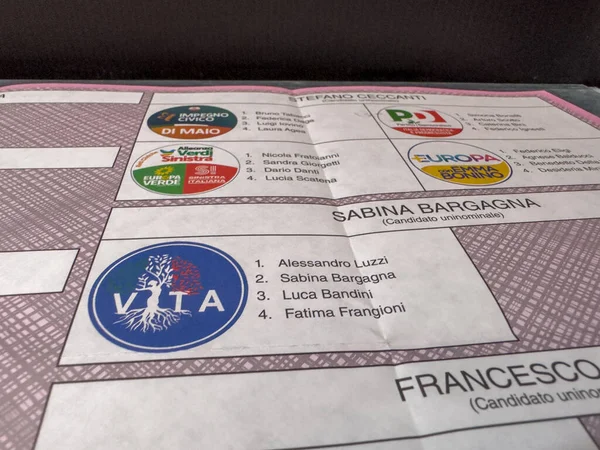 Pisa Itália Setembro 2022 Uma Cédula Para Votar Câmara Itália — Fotografia de Stock