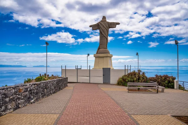 Estatua Cristo Rey Monumento Católico Isla Madeira Portugal — Foto de Stock