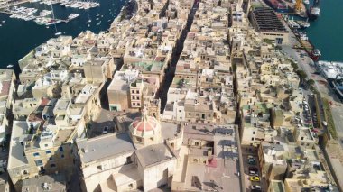 Malta 'daki Senglea antik şehir manzarası.