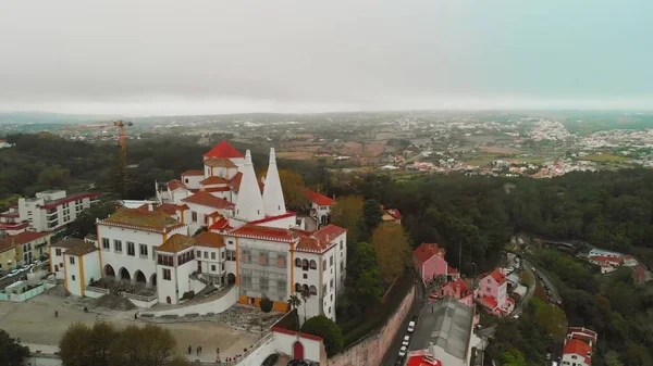 Vista Aérea Del Paisaje Urbano Sintra Día Nublado Portugal —  Fotos de Stock