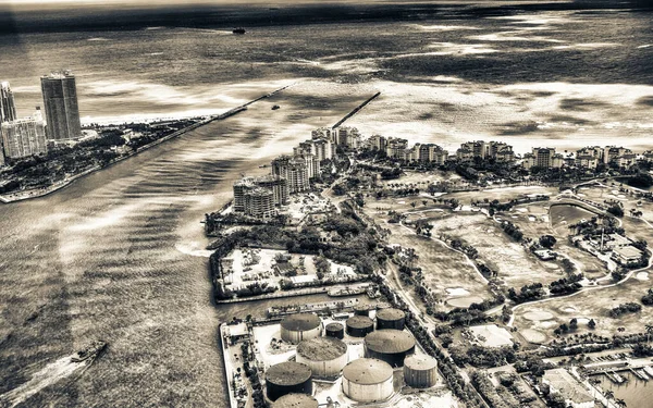 Fisher Island South Pointe Park Légi Felvétel Miami Florida — Stock Fotó