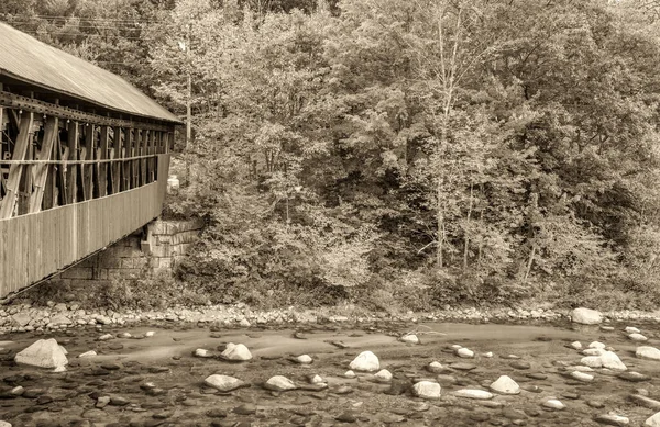 Yeşillik Mevsiminde New England Kırmızı Tahta Köprüsü — Stok fotoğraf