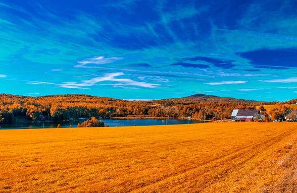 Jezero Louky Nové Anglie Období Listoví — Stock fotografie