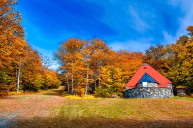 New England 'daki Red Chapel. Yaprak mevsimi.