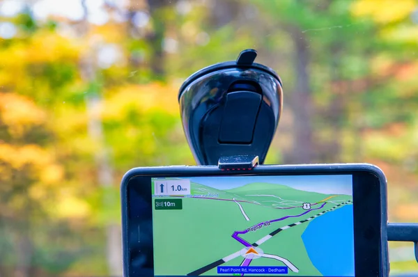 Bir Yeşillik Üzerinde Gps Navigasyon Sistemi — Stok fotoğraf