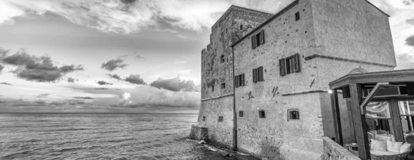 Antiga Torre Medieval Fronteira Marítima Belo Pôr Sol Verão — Fotografia de Stock